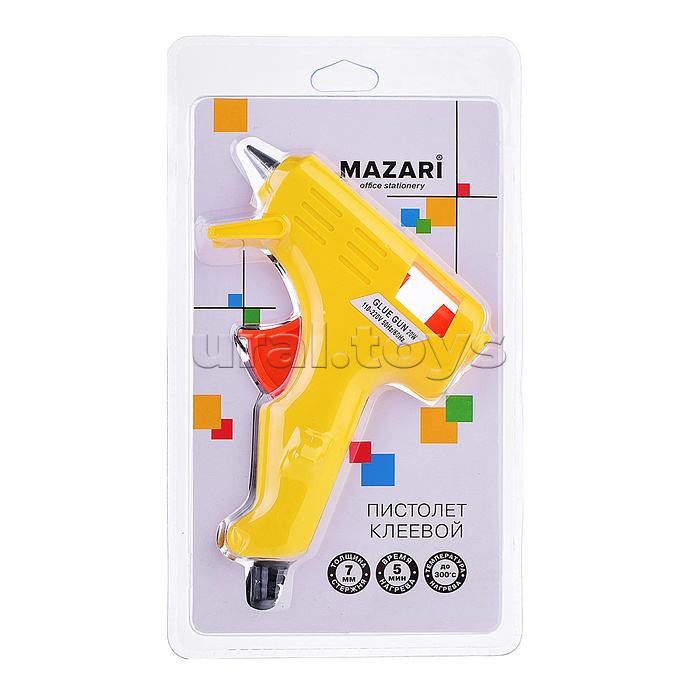 Пистолет клеевой сетевой, 20Вт, толщина отверстия для стержня 0.7 см, 4 цвета корпуса, блистерная упаковка