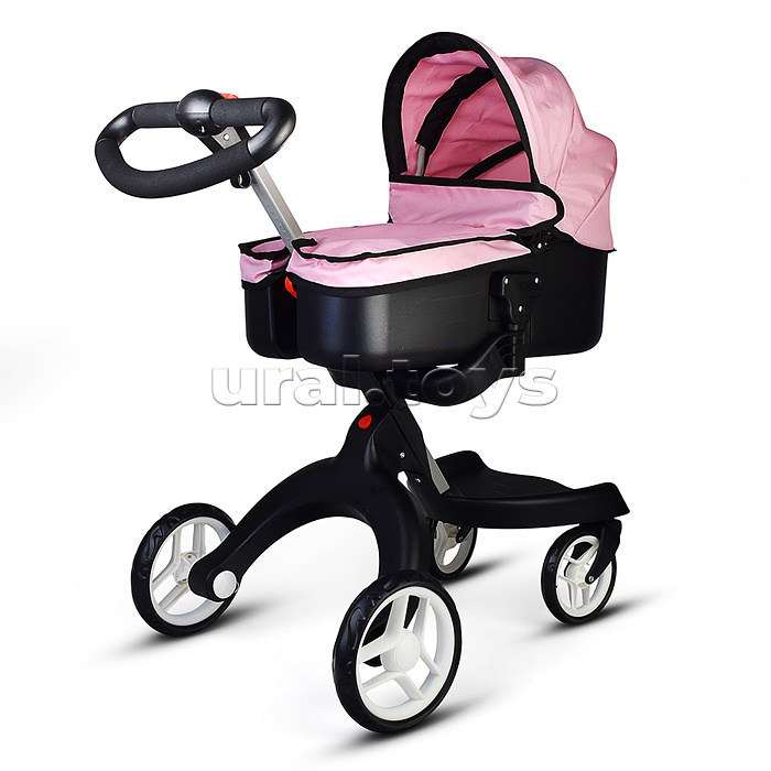 Коляска-люлька для кукол, металлическая, с сумкой, цвет ярко-розовый