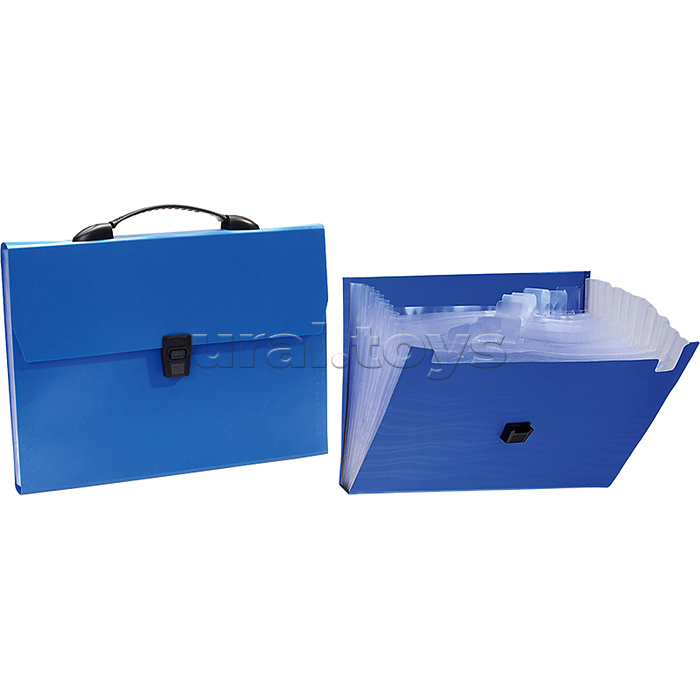 Портфель "Daily" с 13-ю отделениями на замке, пластиковый 900 мкм, для документов A4, непрозрачный синий