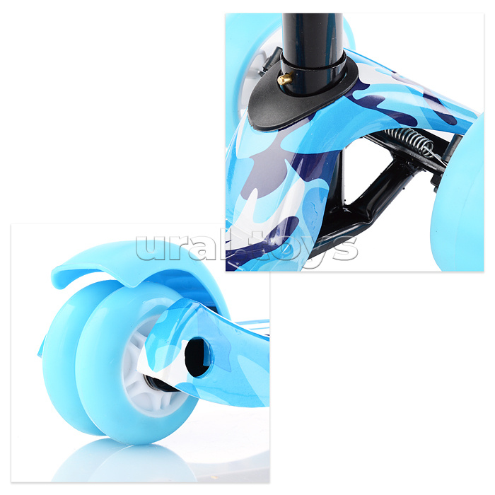 Самокат 3-х кол., цвет микс, светящиеся колёса, PU, ABEC 7, в коробке