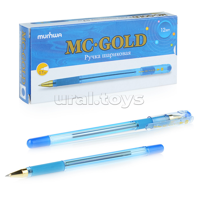 Ручка шариковая MunHwa "MC Gold" синяя, 0,7мм,