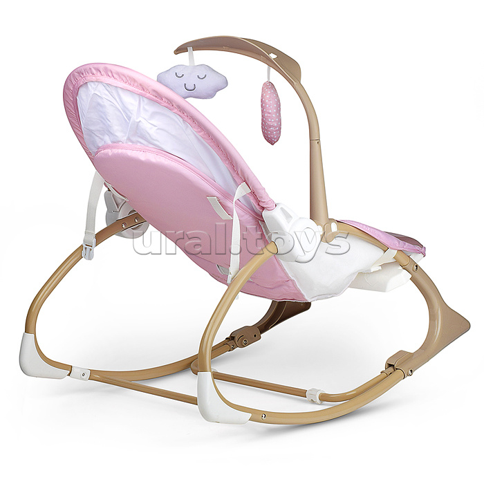 Шезлонг детский "Жирафик" розовый, музыка, вибрация, в коробке