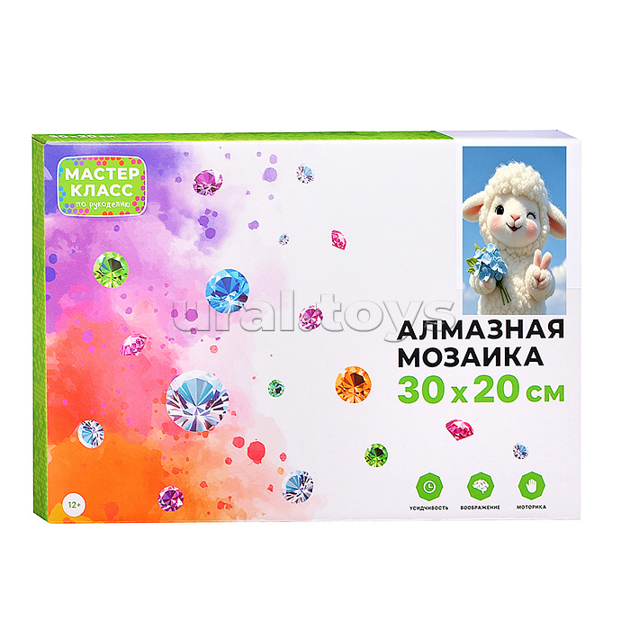 Мозаика алмазная "Барашек с цветами" 30*20 см.