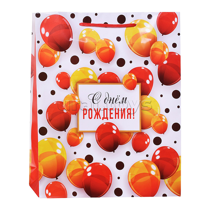 Пакет подарочный с глянцевой ламинацией 26,4х32,7x8 см (L) Глянцевые шары, 128 г (соб.разр)