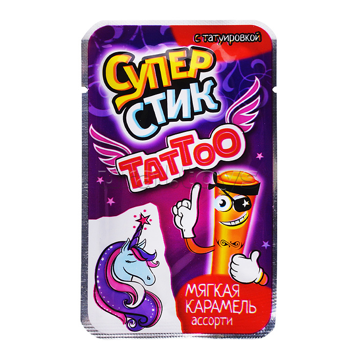 Мягкая карамель "Супер стик с тату " 5гр*40шт