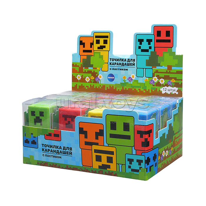 Точилка с ластиком "My game" микс 4 цвета