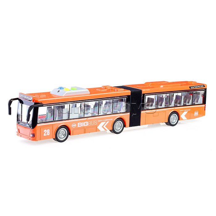 Автобус "Гармошка" 1:16 (свет, звук)  в коробке