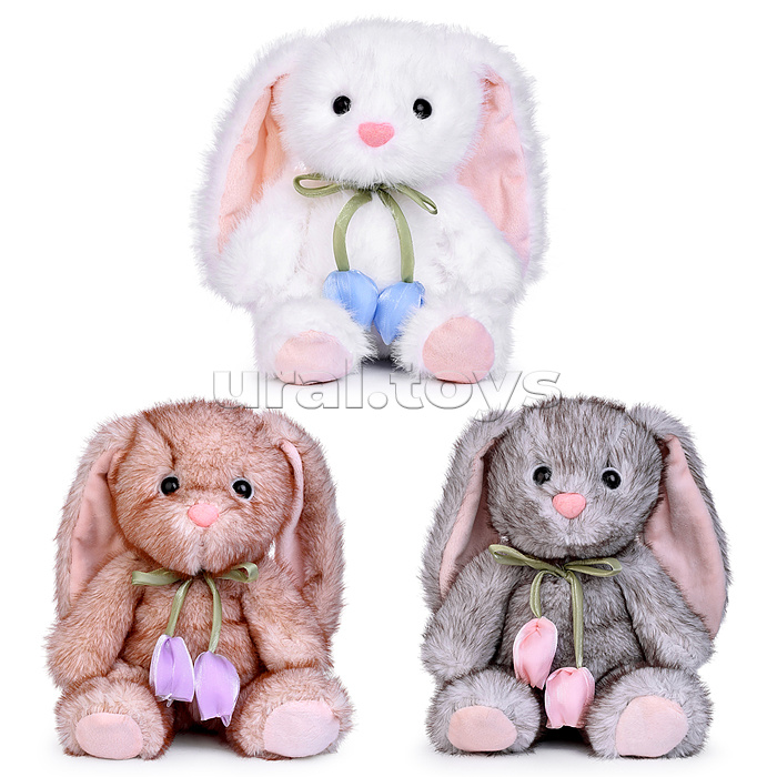 Мягкая игрушка "Заяц с бантиками-тюльпанами" 28 см