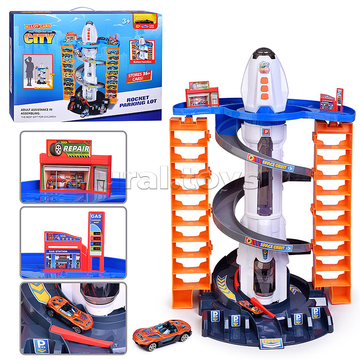 Парковка "Сити-паркинг" 1 металлическая машина в наборе, (свет, звук) в коробке