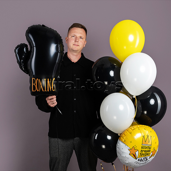 Шар (26''/66 см) Фигура, Боксерская перчатка, Черный, 1 шт. в уп.