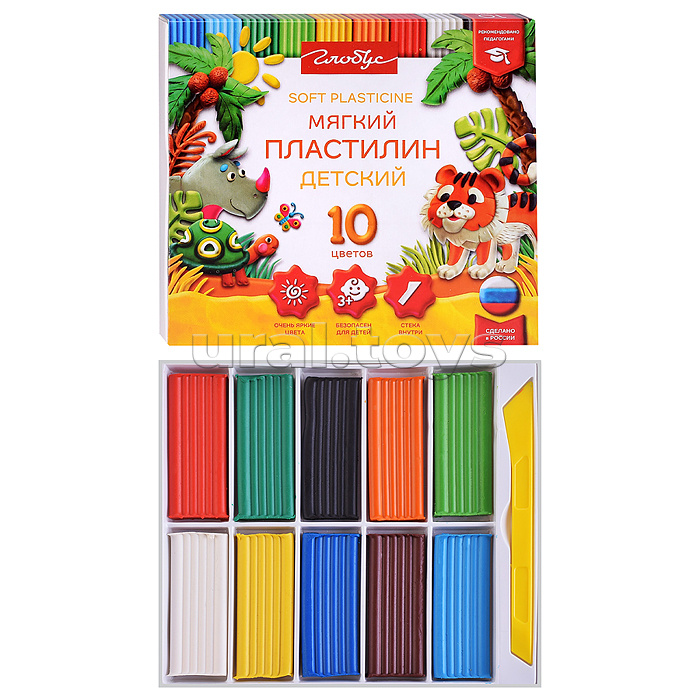 Пластилин детский повышенной мягкости, 10 цв.