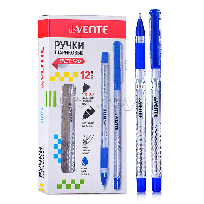 Ручка шариковая "Iris" серия Speed Pro, d=0,7 мм, ультра гладкое письмо, чернила на масляной основе, игольчатый пишущий узел, корпус с пластиковым держателем, сменный стержень, индивидуальная маркировка, синяя