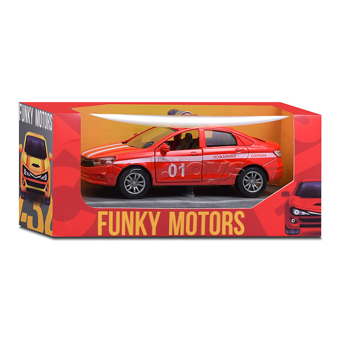 Красная инерционная машинка полицейская вид В die-cast, 1:32