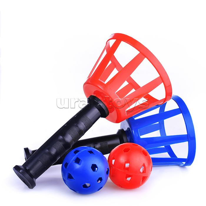 Игровой набор 5 в 1 "Лето в движении" (макси) - кольцеброс для игры на улице (3 стойки, 6 колец), скакалка 2,8м., мяч (d-64мм), бумеранг Моно четырехлопастной, поймай мяч (2 игрока)