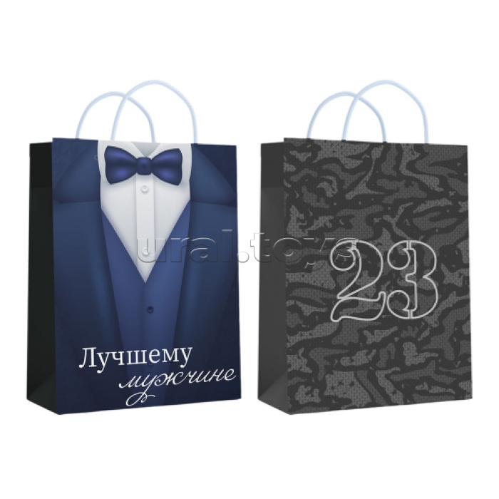 Пакет ламинированный Лучшему мужчине/23февраля 18х23х10 см, 157гр/м2, микс 2 дизайна