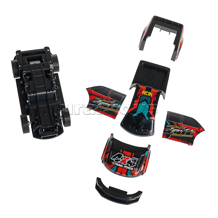 Машинка пластмассовая инерционная "Авария на трассе" Пикап (pull back) ВОХ 15,2х7,5х7,5см,