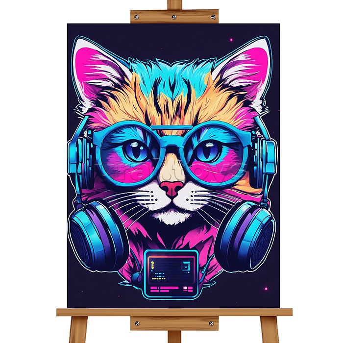 Мозаика алмазная "Кот в наушниках" 40*50см.