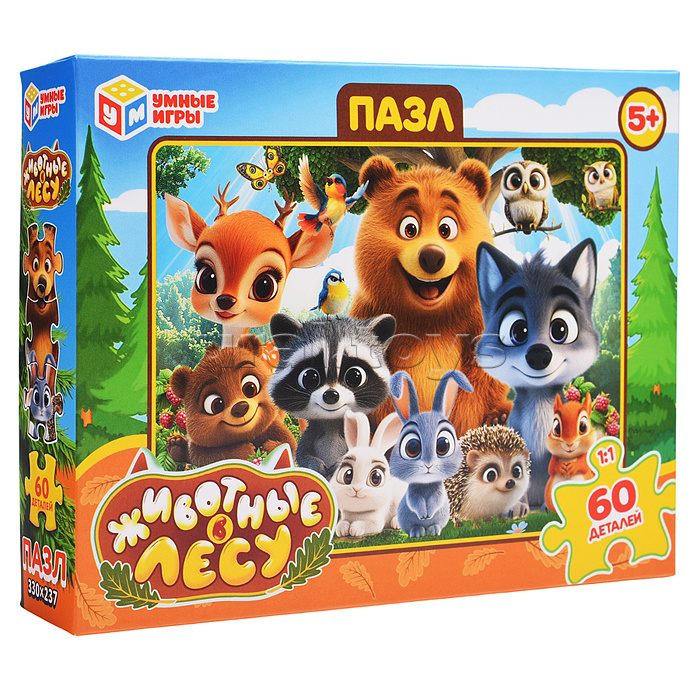 Пазлы 60 "Животные в лесу"