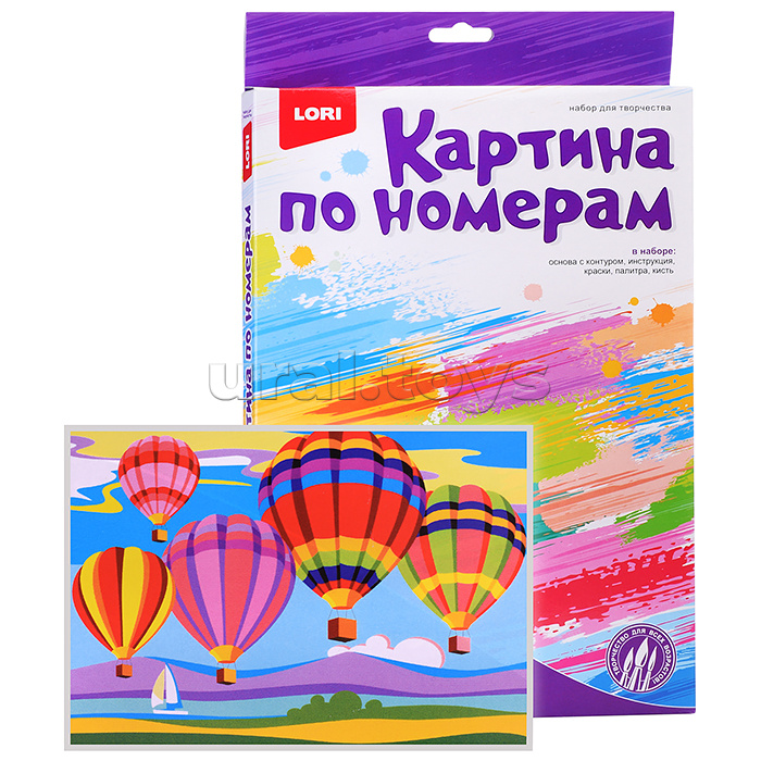Картина по номерам для малышей Транспорт "Воздушные шары"