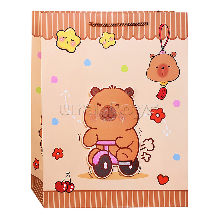 Пакет подарочный "Милая капибара" 31*12*40см