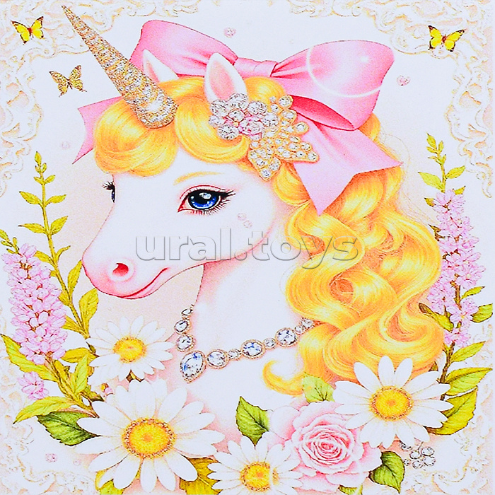 Мозаика алмазная "Единорожка в цветах"20*20 см.