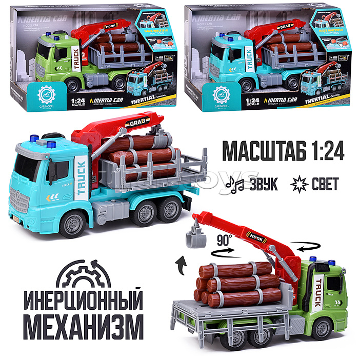 Машина "Лесовоз" на батарейках, в коробке Машина "Лесовоз" на батарейках, в коробке