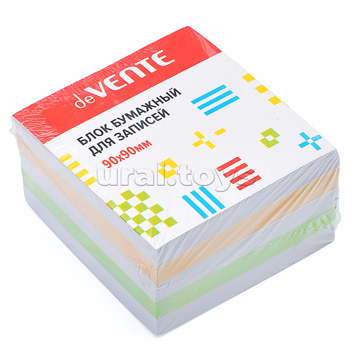 Куб бумажный для записей 90x90x50 мм цветной, непроклеенный, офсет 100 г/м², белизна 92%
