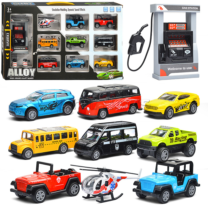 Набор машин с заправочной станцией, в коробке