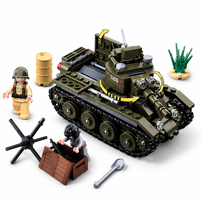 Конструктор "Кавалерийский танк с фигурками людей" (347 дет.) в коробке