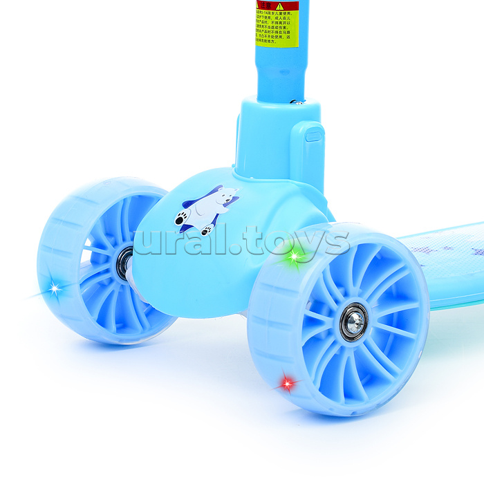 Самокат 3-х кол., голубой, PU, ABEC 7, в коробке