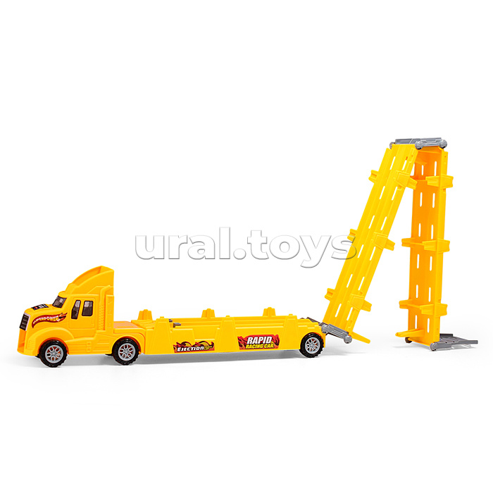 Машина "Автовоз" (цвет желтый) 4 машины в комплекте, в коробке