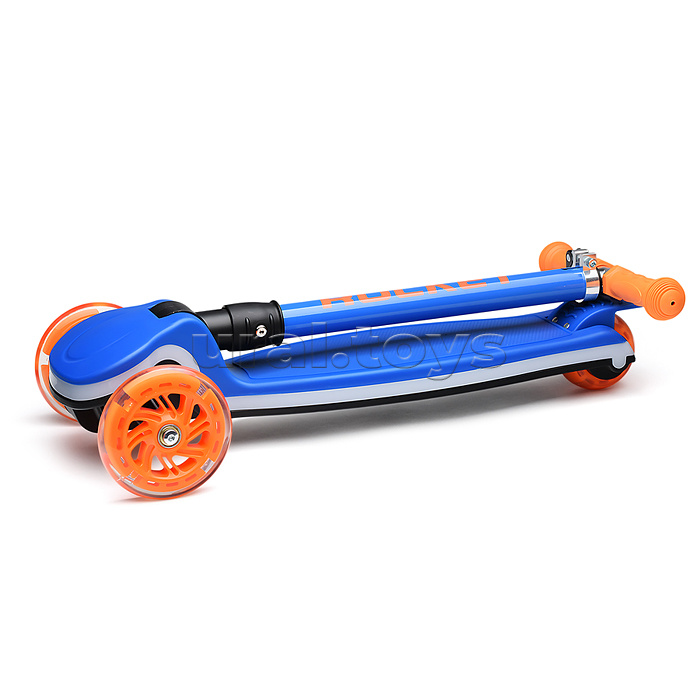 Самокат трёхколёсный ROCKET колёса световые PU, цвет синий