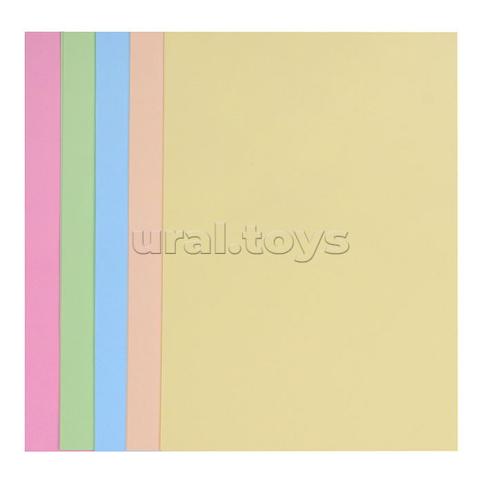 Бумага цветная для офисной техники A4 50 л, 80 г/м², пастельные цвета, ассорти (5 цветов)