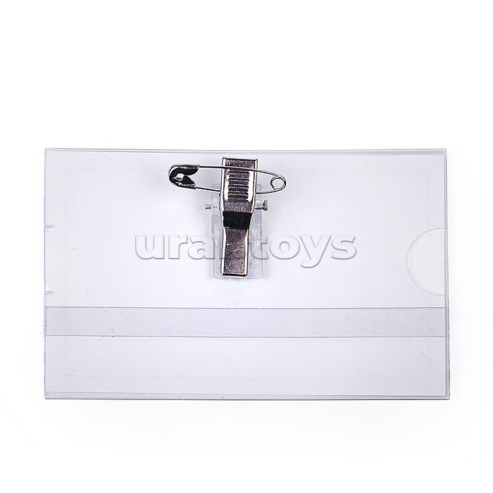 Бэйджи горизонтальные, жесткие, с клипсой и булавкой