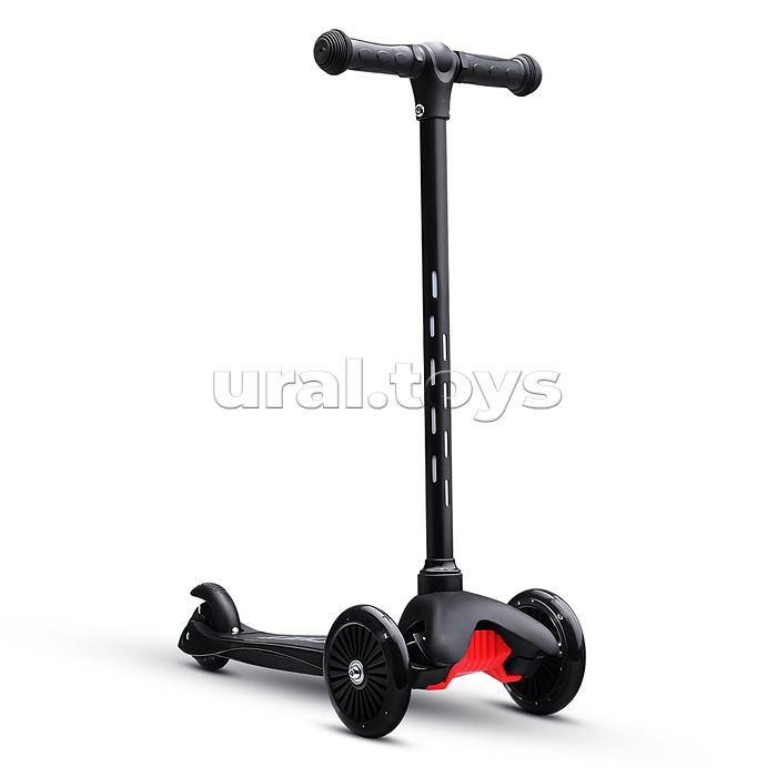Самокат 3-х колесный ROCKET,колеса PU со светом, светящаяся стойка, ABEC 7, черный