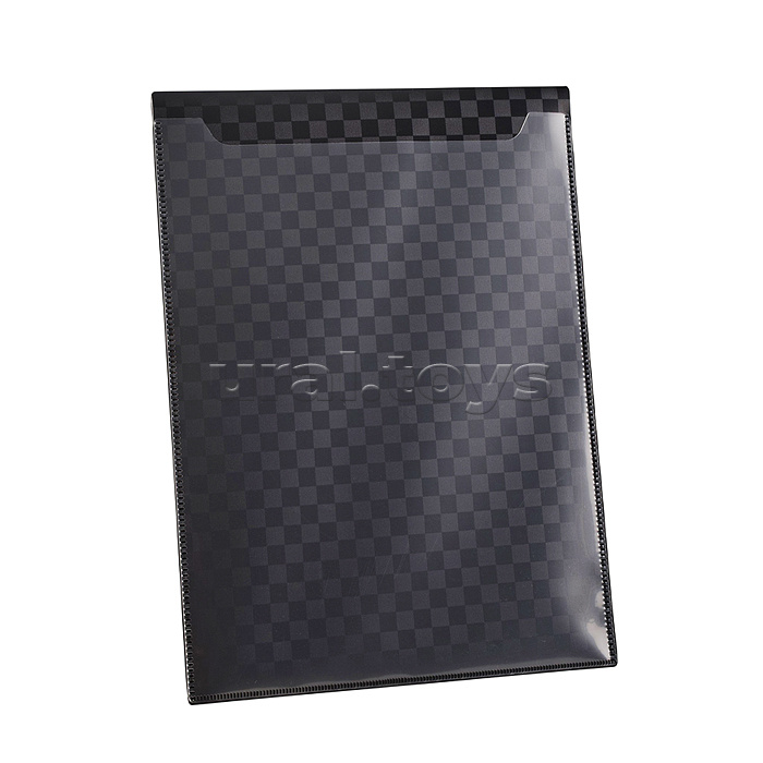 Папка-конверт на кнопке "Total black" A4 (240х330 мм) 400 мкм, фактура "шахматная доска" черная