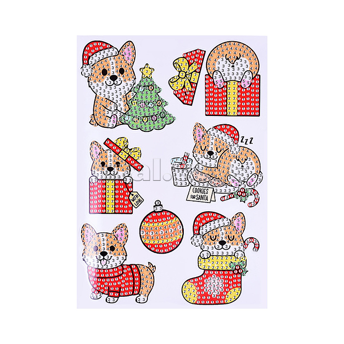 Мозаика алмазная "Новогодний корги" в коробке