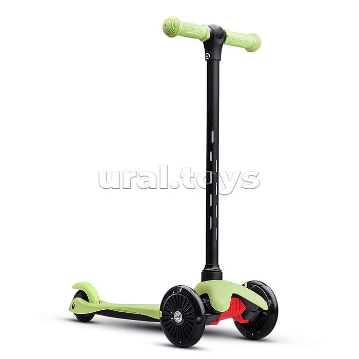 Самокат 3-х колесный ROCKET,колеса PU со светом, светящаяся стойка, ABEC 7, зеленый