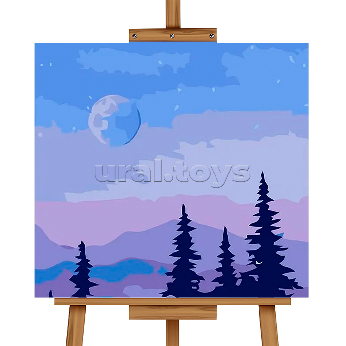 Набор для рисования "Ночной лес" 20*20 см, (цветной холст)