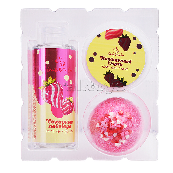 Набор бурлящих шаров "Candy bath bar" 370г Клубничный десерт
