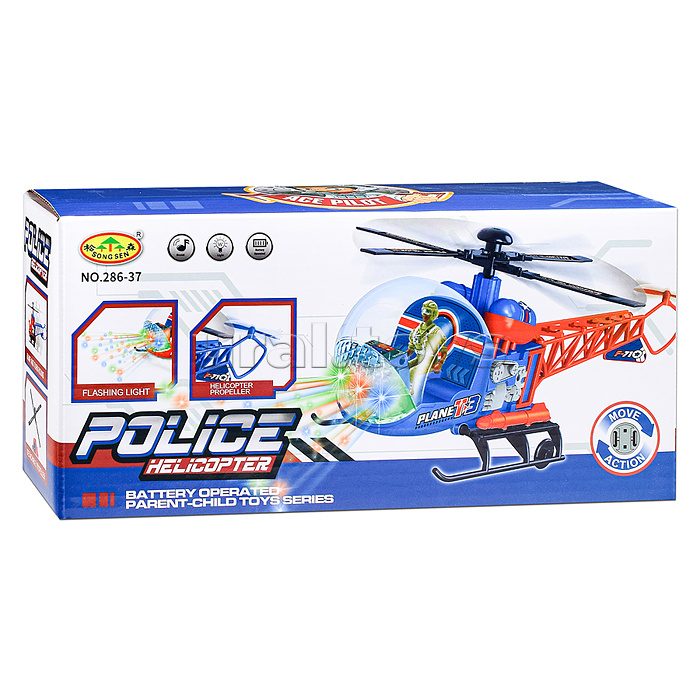 Самолет "Полицейский вертолёт" на батарейках, в коробке