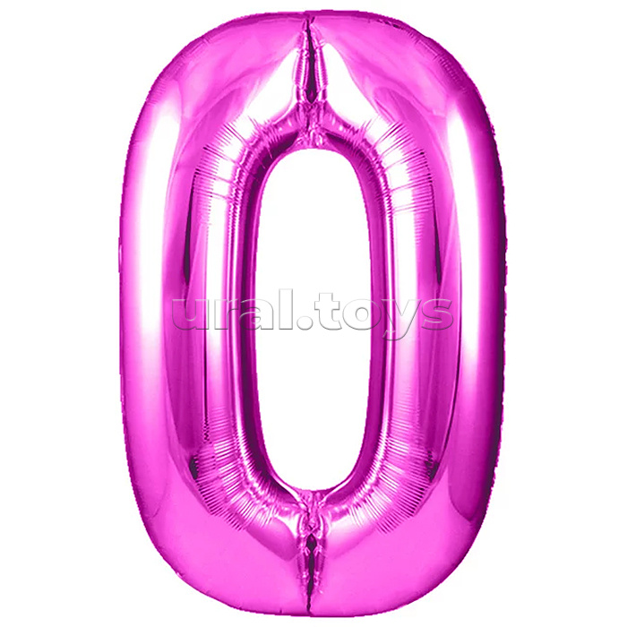 Шар (40''/102 см) Цифра, 0, Фуше, Металлик, 1 шт. в уп.