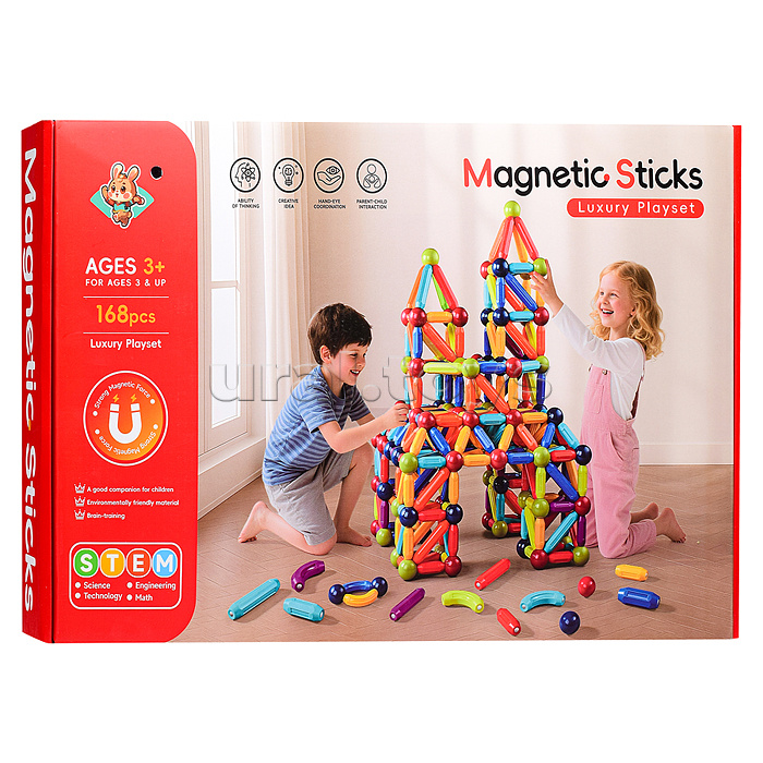 Конструктор "Хитрые сцепки" (магнитный, 168 дет.) в коробке