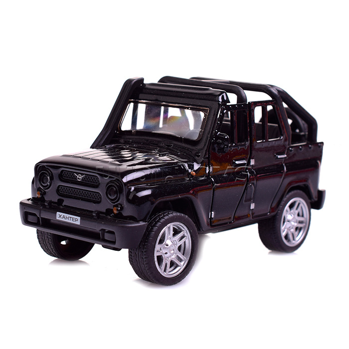 Машина металл UAZ Hunter, 11,5 см, (откр. двери, багаж, черный)инерц, в коробке