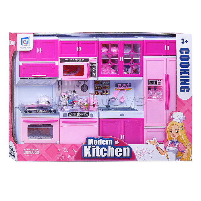 Набор мебели для кукол "Обеденная зона" розовая, в коробке