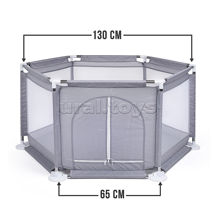 Манеж детский шестигранный (113*130*65) цвет серый в пакете