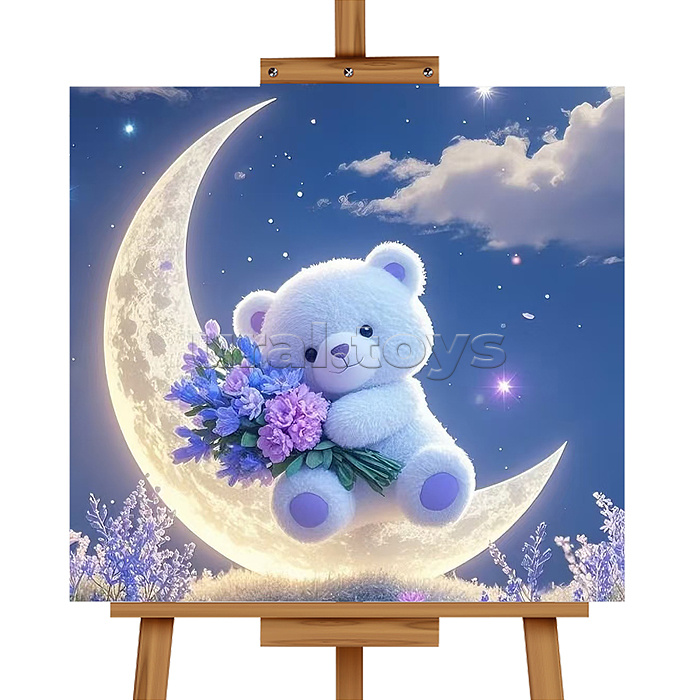 Мозаика алмазная "Мишка на луне" 20*20 см.