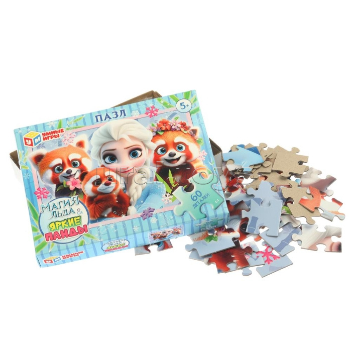 Пазлы 60 "Магия льда & Яркие панды"