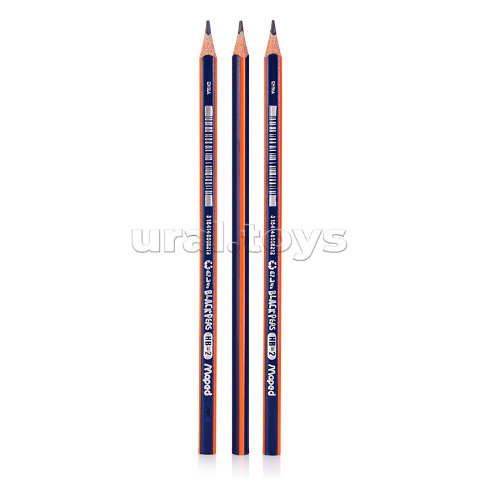 Чернографитный карандаш пластик., HB, треуг., в картонной коробке с подвесом