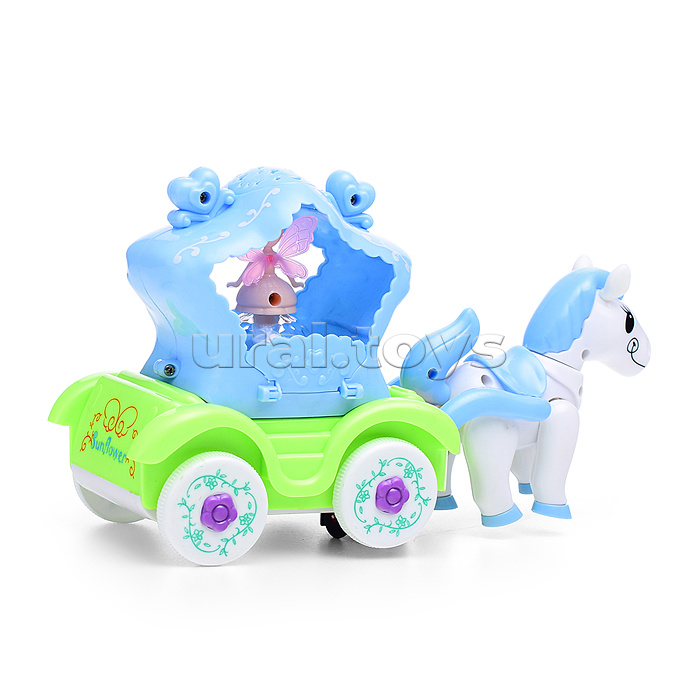 Лошадка с каретой (свет, звук, проектор) в коробке